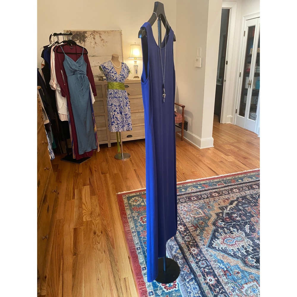 Cynthia Howie for Maggy Boutique Blue 100% Silk Sleeveless Maxi Dress Size 8 - Picture 10 of 11